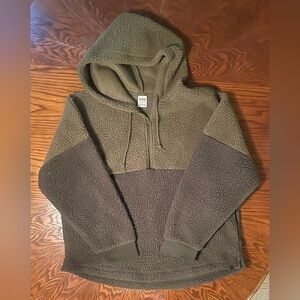 Victoria's Secret PINK Olive Hooded Sherpa Half Zip Size XL